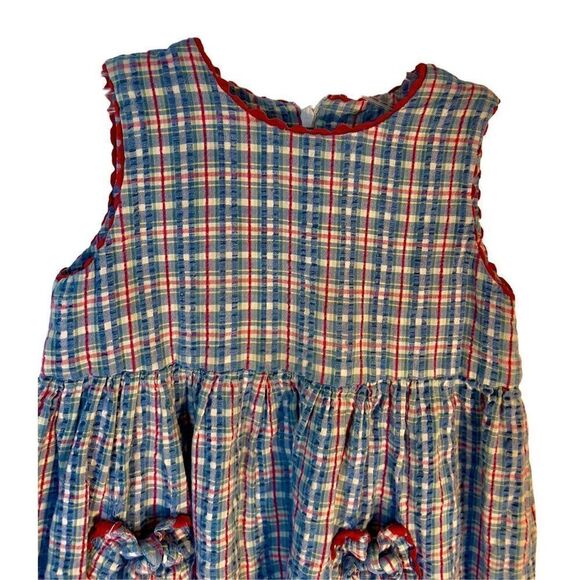 Vintage Amish Mennonite Handmade Modest Girls Dress Plaid Pockets S/M See Photos - Picture 3 of 7